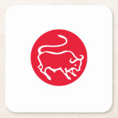 タウラス〔占星術の〕十二宮図モダンサインミニマリストエレガント平野 スクエアペーパーコースター (正面)