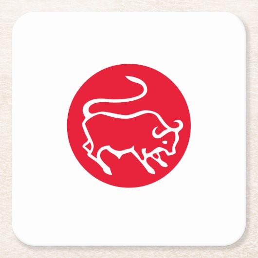 タウラス〔占星術の〕十二宮図モダンサインミニマリストエレガント平野 スクエアペーパーコースター (正面)