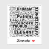 タウラス〔占星術の〕十二宮図ワードクラウドインスピレーションビニール シール (シート)