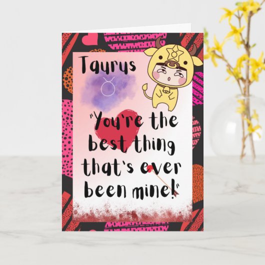 タウラス〔占星術の〕十二宮図ヴァレンティヌパーソナライズされたスカード カード (黄色い花)