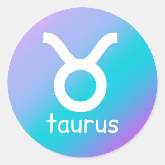 タウラス〔占星術の〕十二宮図星占い星印ブルーパープル ラウンドシール (正面)