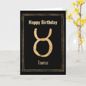 タウラス〔占星術の〕十二宮図星占金ゴールドハッピーバースデー カード (黄色い花)