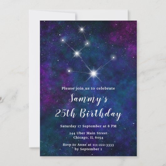 タウラス〔占星術の〕十二宮図星座バースデーパーティー 招待状 (正面)