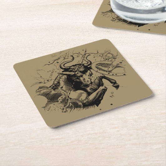 タウラス〔占星術の〕十二宮図星座ヘベリアス1690上のタウペ スクエアペーパーコースター (アングル)
