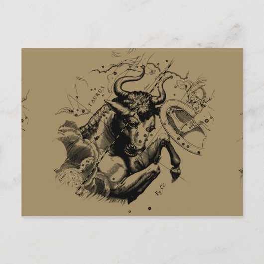 タウラス〔占星術の〕十二宮図星座ヘベリアス1690 ポストカード (正面)