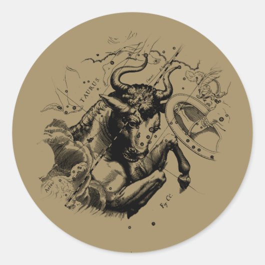 タウラス〔占星術の〕十二宮図星座ヘベリアス1690 ラウンドシール (正面)