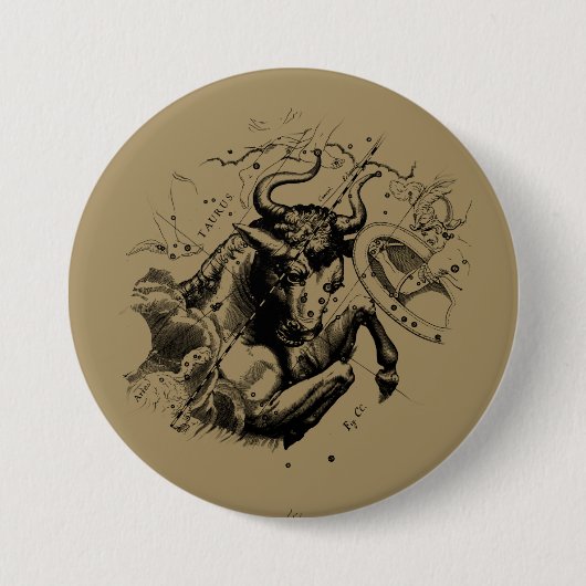 タウラス〔占星術の〕十二宮図星座ヘベリアス1690 缶バッジ (正面)