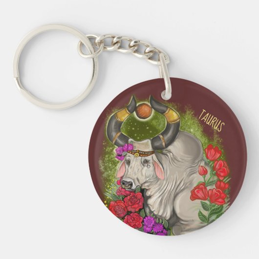 タウラス〔占星術の〕十二宮図標識 キーホルダー (正面)