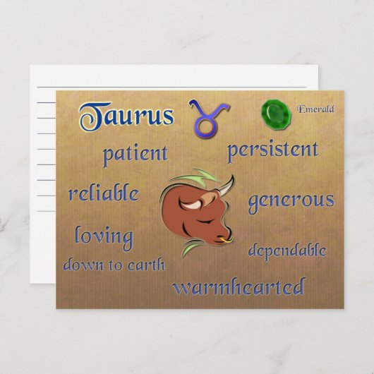 タウラス〔占星術の〕十二宮図特性はがき ポストカード (正面/裏面)