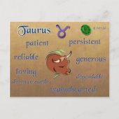 タウラス〔占星術の〕十二宮図特性はがき ポストカード (正面)