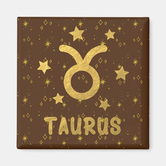 タウラス〔占星術の〕十二宮図自然ブラウン磁石 マグネット (正面)