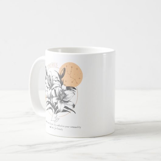 タウラス〔占星術の〕十二宮図誕生花月誕生日 コーヒーマグカップ (正面左)