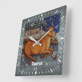 タウルスザブル〔占星術の〕十二宮図サインバースデーパーティー スクエア壁時計 (傾斜)