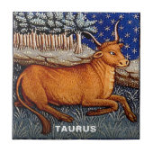 タウルスザブル〔占星術の〕十二宮図サインバースデーパーティー タイル (正面)