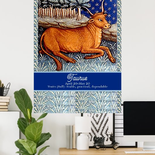 タウルスザブル〔占星術の〕十二宮図サインバースデーパーティー ポスター (ホームオフィス)
