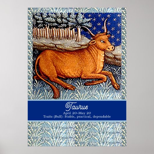 タウルスザブル〔占星術の〕十二宮図サインバースデーパーティー ポスター (正面)