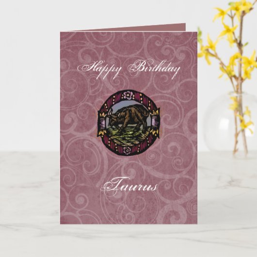 タウルス誕生日 カード (黄色い花)
