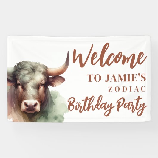 タウルス〔占星術の〕十二宮図をテーマにした誕生日パーティー歓迎サイン 横断幕 (横)