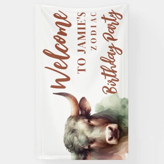 タウルス〔占星術の〕十二宮図をテーマにした誕生日パーティー歓迎サイン 横断幕 (縦)