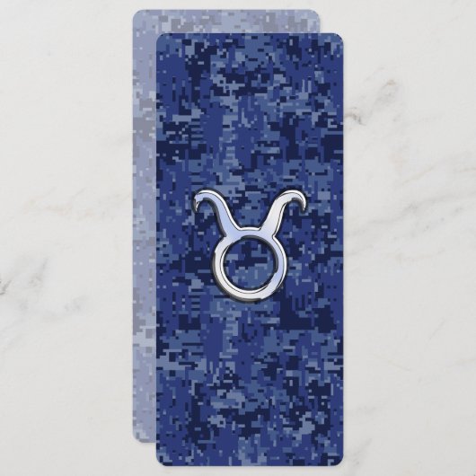 タウルス〔占星術の〕十二宮図サインオンネイビーブルーデジタルカモフラージュ (正面/裏面)