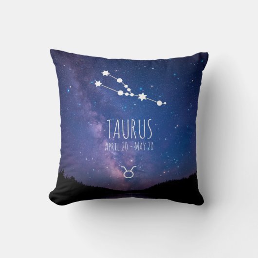 タウルス |〔占星術の〕十二宮図パーソナライズされた星座 クッション (正面)