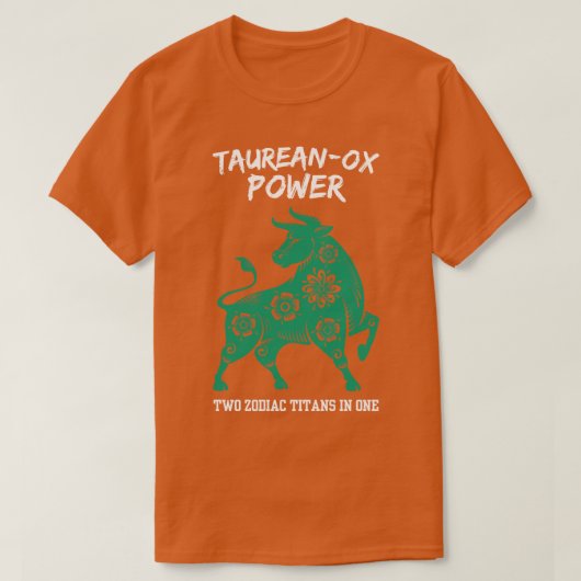 タウロスおもしろい〔占星術の〕十二宮図サインTaureanOxパワー2つのゾディア Tシャツ (デザイン正面)