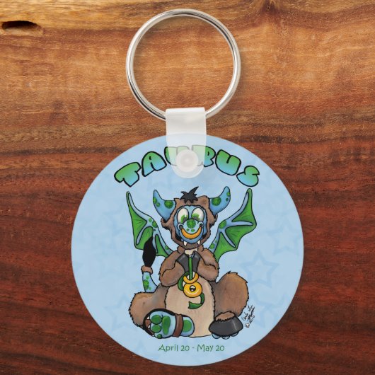 タウロスかわいい〔占星術の〕十二宮図ベビードラゴンキーチェーン キーホルダー (正面)