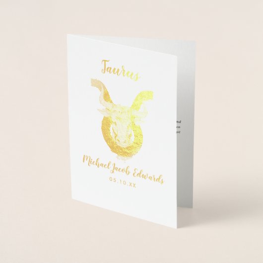 タウロス占星術 | パーソナライズされた〔占星術の〕十二宮図標識 箔カード (正面)