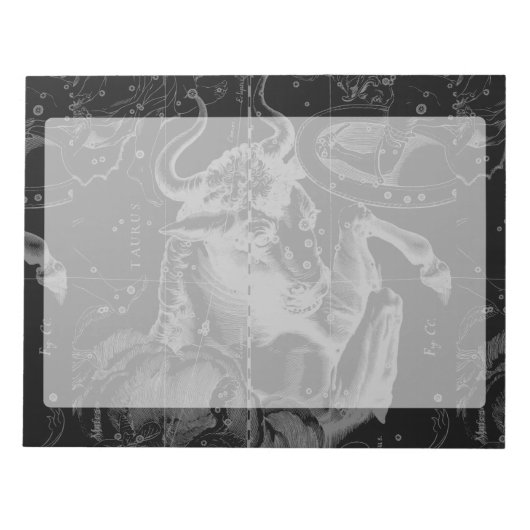 タウロス座の地図Hevelius 1690オンブラック ノートパッド (正面)
