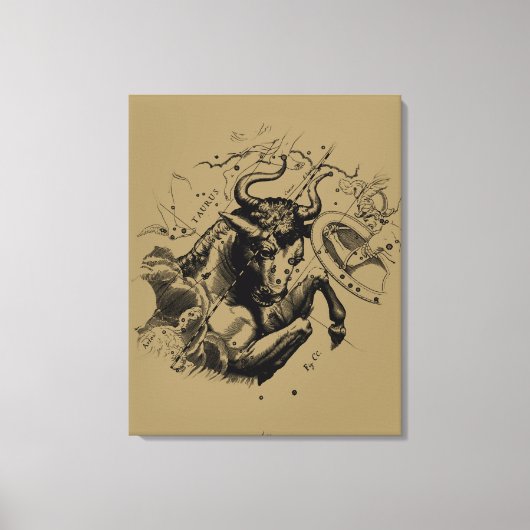 タウロス星座ヘベリアス1690版木、銅版、版画 キャンバスプリント (正面)