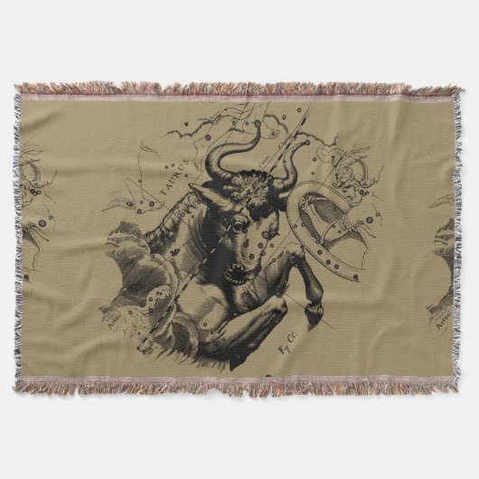 タウロス星座ヘベリアス1690版木、銅版、版画 スローブランケット (正面)