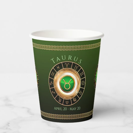 タウロス – ザ・ブル〔占星術の〕十二宮図標識 紙コップ (裏面)