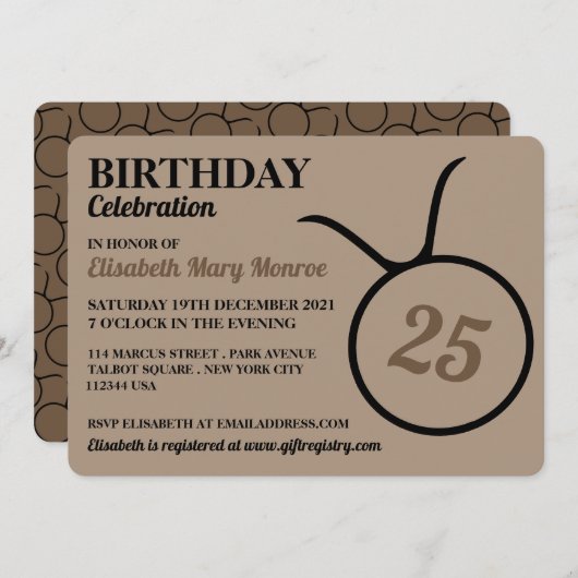 タウロス、ザ・ブル、〔占星術の〕十二宮図・スター・サイン、誕生日 招待状 (正面/裏面)