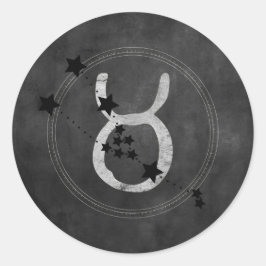 タウロス・ブル・ブラック・スターズ・シルバー・〔占星術の〕十二宮図・シンボル ラウンドシール