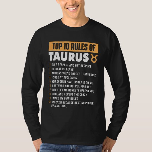 タウロス〔占星術の〕十二宮図の星座の上位10の規則Astrology Astr Tシャツ (正面)