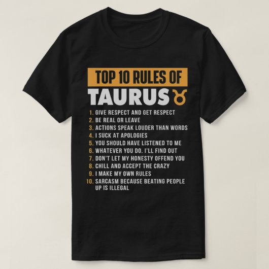 タウロス〔占星術の〕十二宮図の星座の上位10の規則Astrology Astr Tシャツ (デザイン正面)