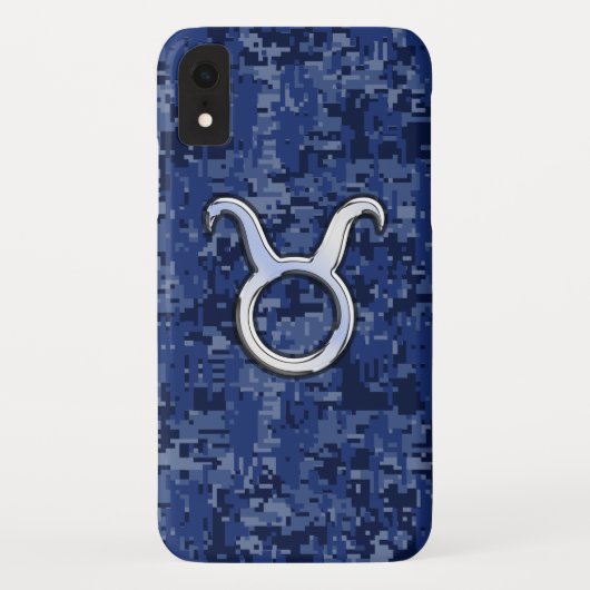 タウロス〔占星術の〕十二宮図オンネイビーブルーデジタル迷彩柄 Case-Mate iPhoneケース (裏面)