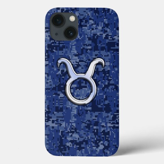 タウロス〔占星術の〕十二宮図オンネイビーブルーデジタル迷彩柄 Case-Mate iPhoneケース (裏面)