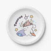 タウロス〔占星術の〕十二宮図ドリーマー – かわいいスリーピーバニー ペーパープレート (正面)