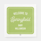タウンウェルカムサイングリーンベビーシャワー スタンダードランチョンナプキン (正面)