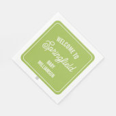 タウンウェルカムサイングリーンベビーシャワー スタンダードランチョンナプキン (角)