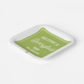 タウンウェルカムサイングリーンベビーシャワー ペーパープレート (傾斜あり)