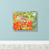 タウンゼントのソリティアソングバードで緋色のファイアソーン キャンバスプリント (インサイチュ (ウッドフロア))