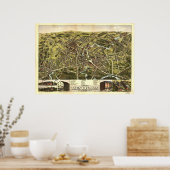 タウントンマサチューセッツ1875アンティークパノラママップ ポスター (キッチン)