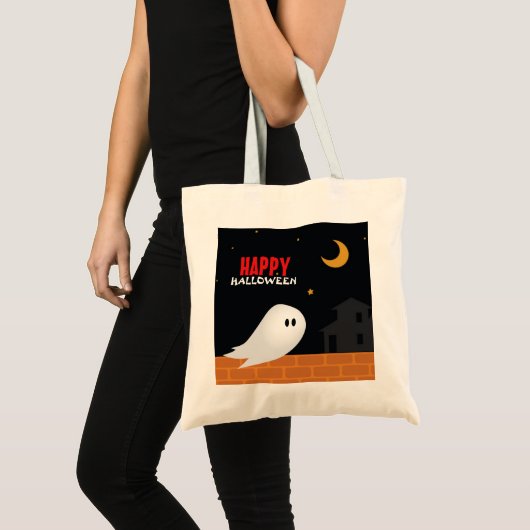 タウントートバッグのハロウィーンのおやつり幽霊 トートバッグ (正面(商品))
