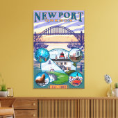 タウンビュー – オレゴン，ニューポート キャンバスプリント (インサイチュ (リビング))