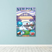 タウンビュー – オレゴン，ニューポート キャンバスプリント (インサイチュ (ウッドフロア))