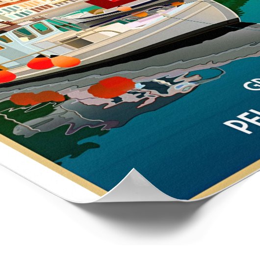 タウンビーチヴィンテージギリシャ旅行ポスター ポスター (角)