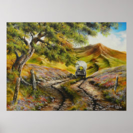 タウンフルオイルペインティングプリント ポスター