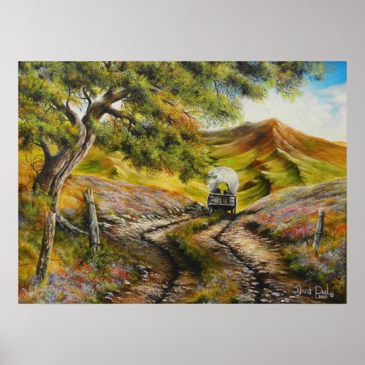 タウンフルオイルペインティングプリント ポスター (正面)